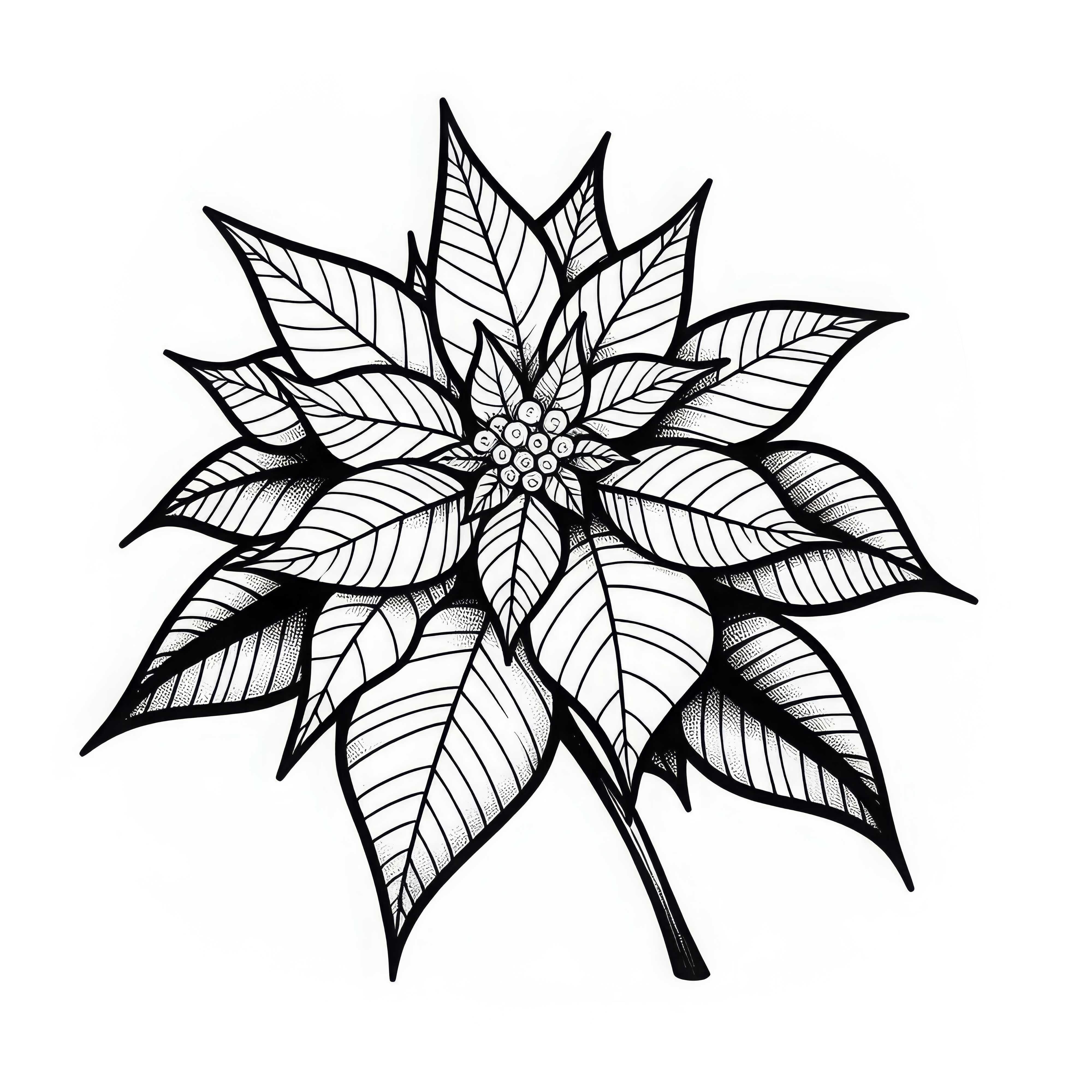 Blüte der Blume: Weihnachtsstern Ausmalbild Kostenlos