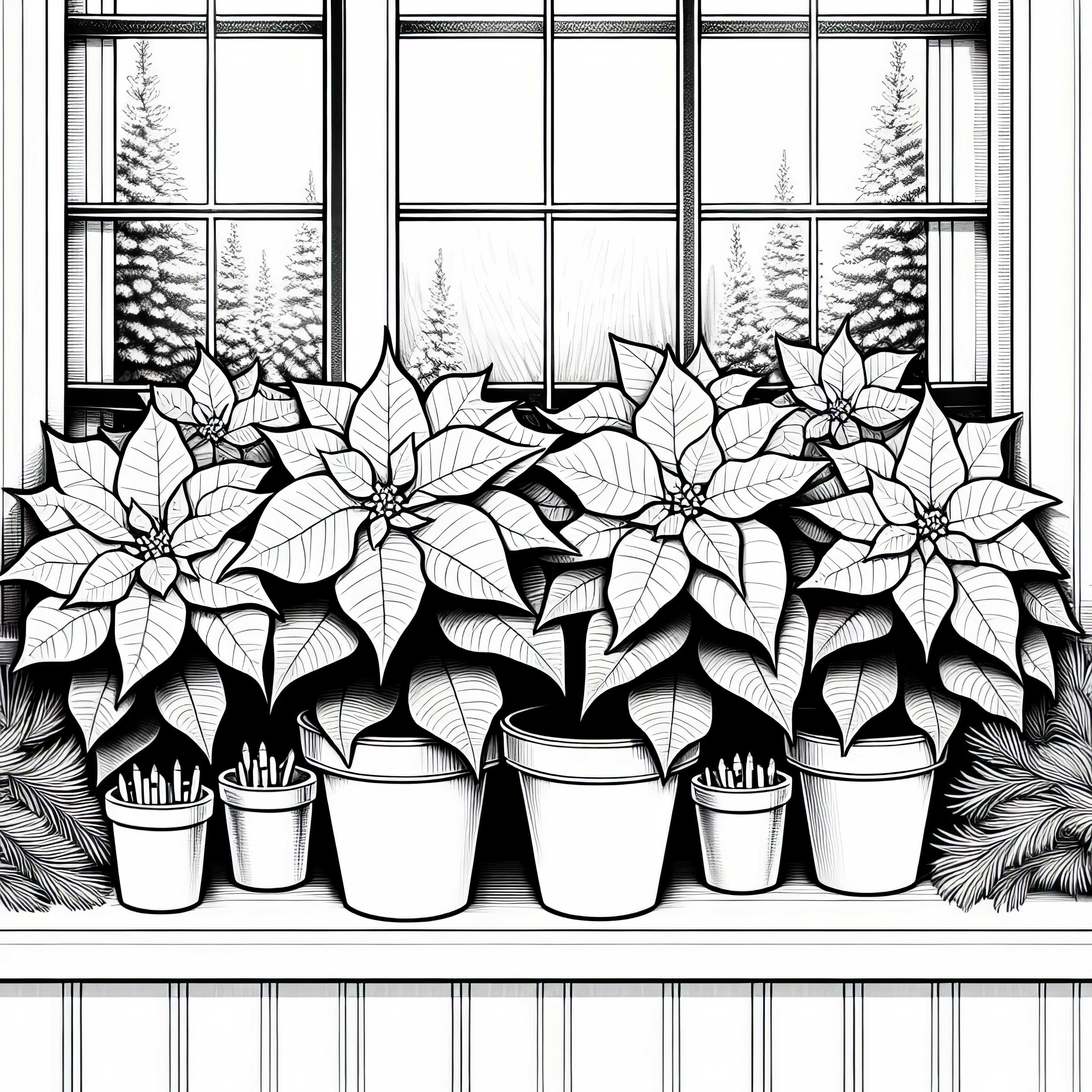 Mehrere Blumen Weihnachtssterne Malvorlage Kostenlos