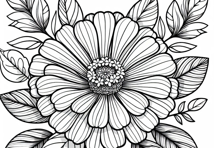 Flower Zinnia Coloring Template Free – Coloring Page for Creative People