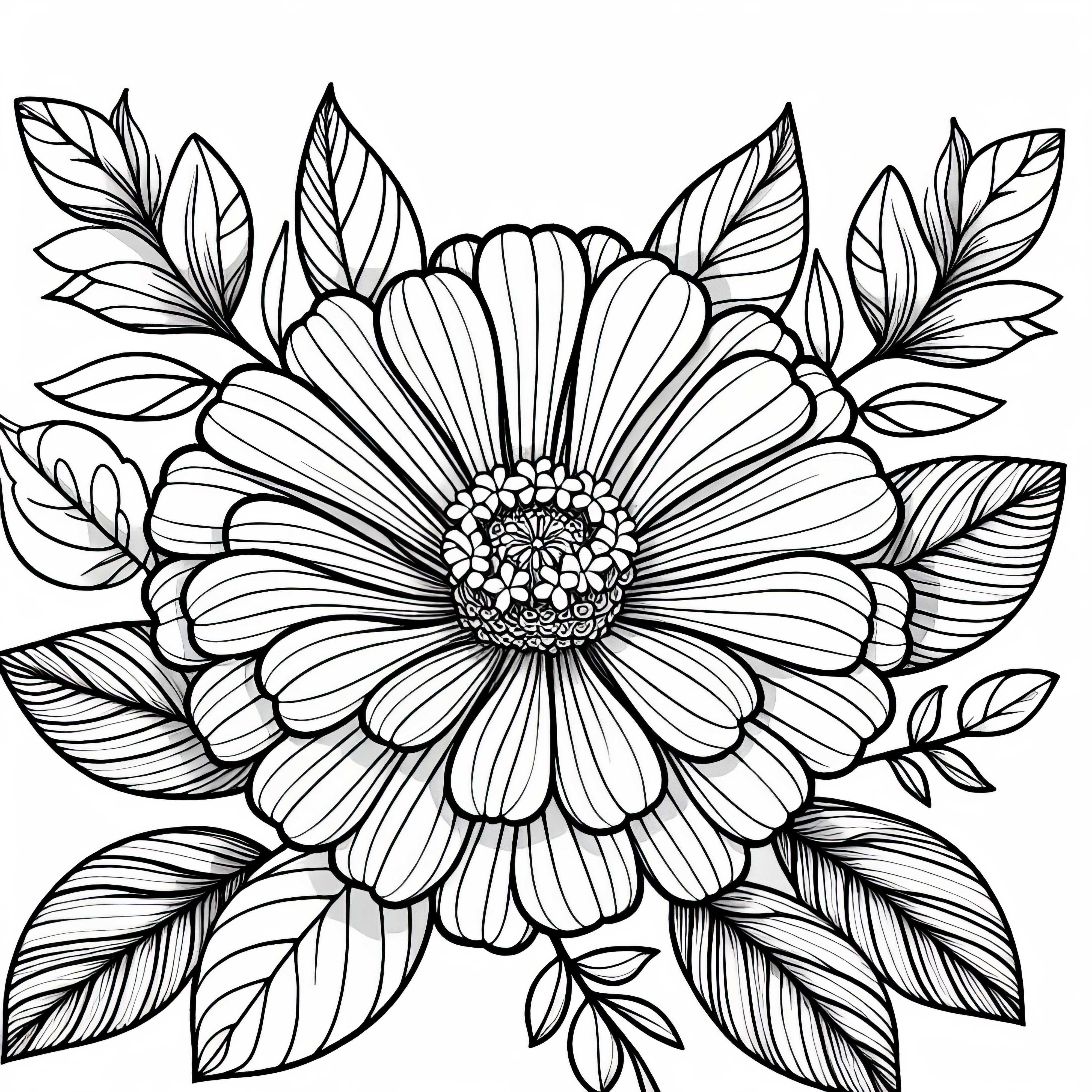 Desenho para Colorir de Flor Zínia Grátis - Imagem para Criativos