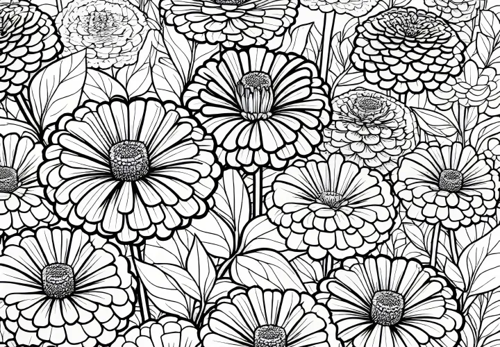 Více květin - šablona na malování - zdarma