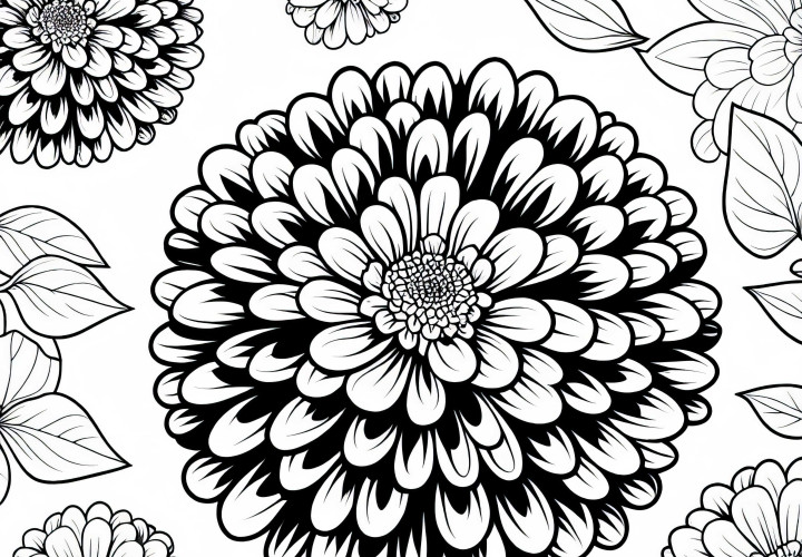Flower Zinnia Blossom Coloring Page Free