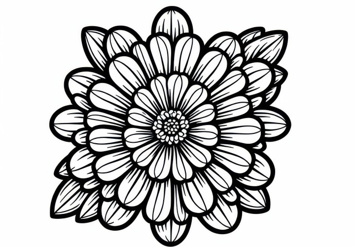 Zinnia omalovací obrázek zdarma ke stažení