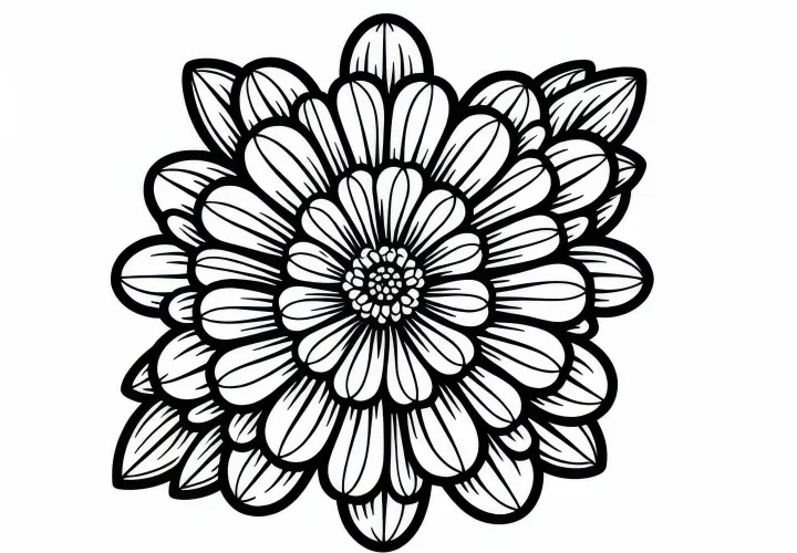 Zinnia omalovací obrázek zdarma ke stažení