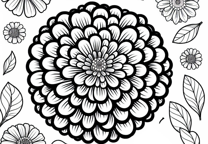 Kresba květu květiny Zinnia zdarma