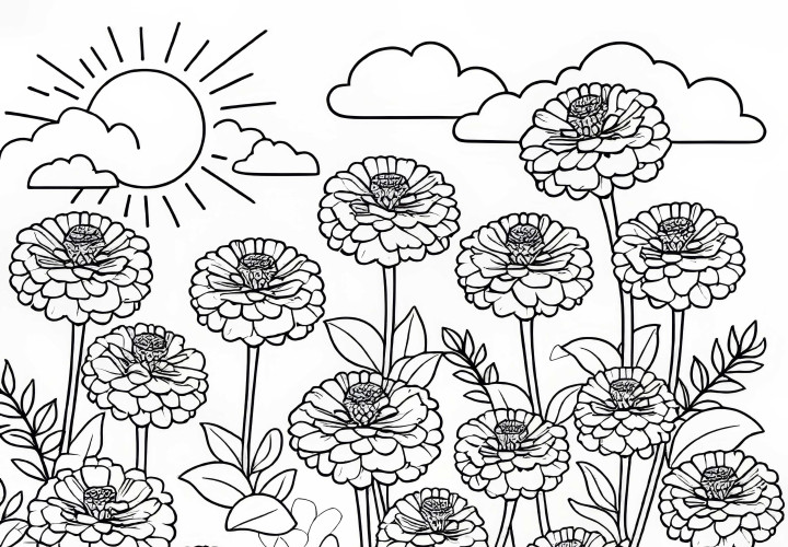 Více květin - omalovánka s cínijemi zdarma