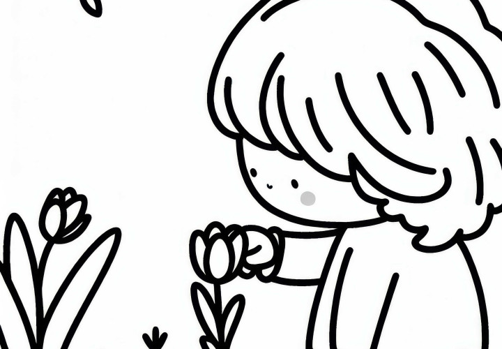 Child with Tulip - Download for free Child with Tulip - Download for free