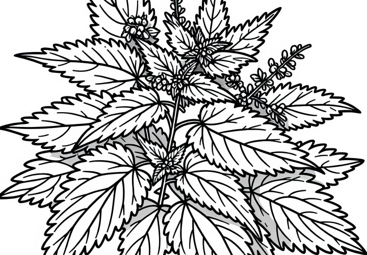 Ilustrácia na vymaľovanie žihľavy pre bylinky – Na stiahnutie zadarmo