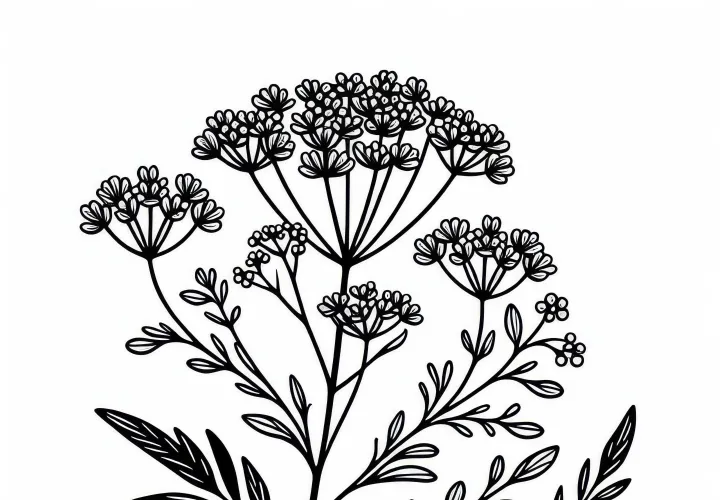 Fenchel Ausmalbild für Kräuter – Kostenloses Download