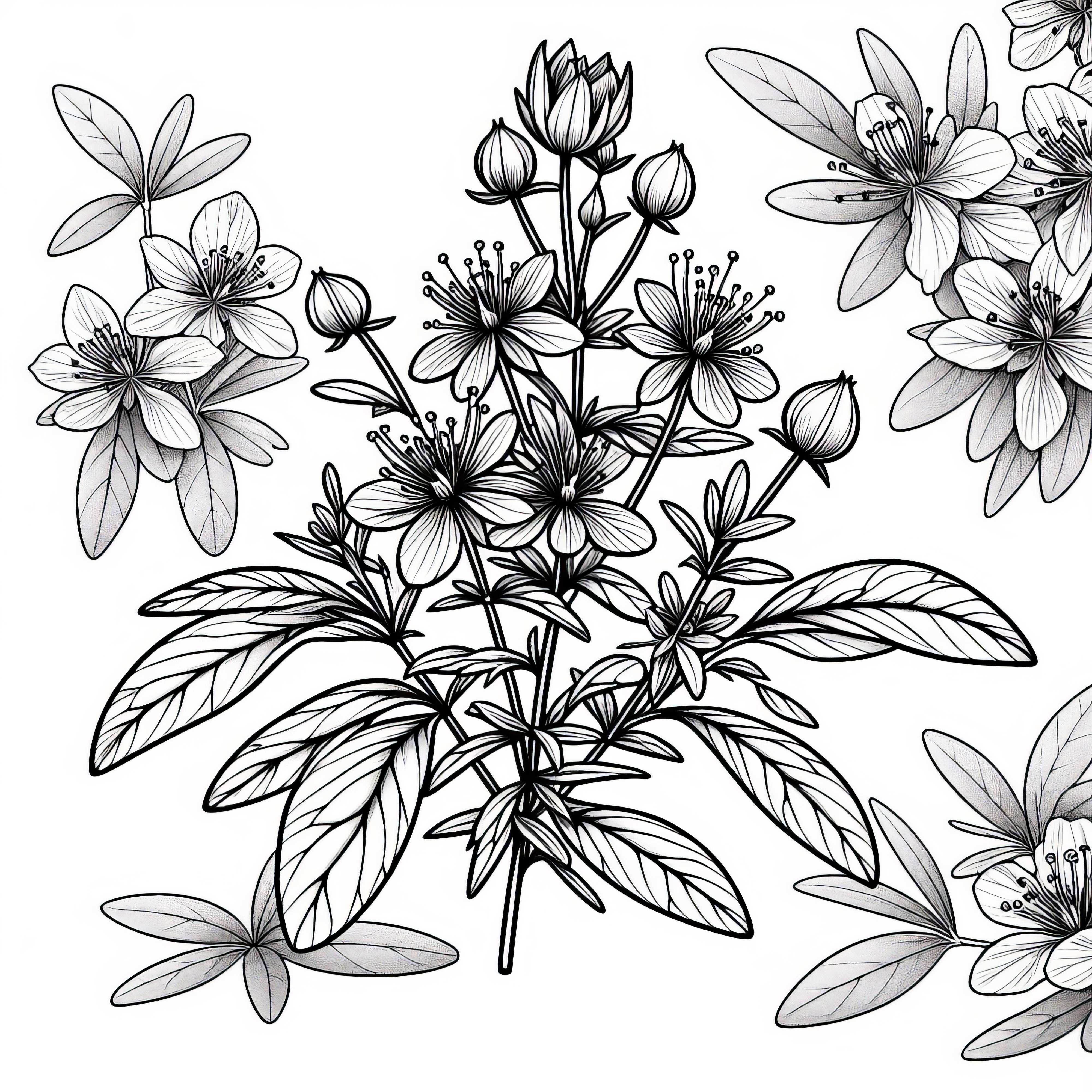 Modelo de coloração de ervas de erva de São João - Download gratuito