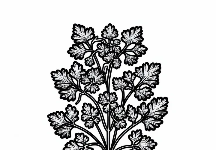 Koriander Malvorlage für Kräuter – Kostenloser Download