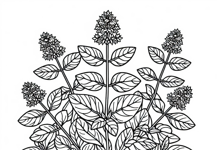 オレガノの塗り絵 - 無料で塗れるハーブのために