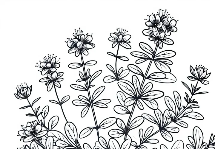 Johanniskraut Malvorlage für Kräuter – Kostenloses Ausmalbild