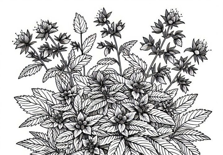 Ausmalbild von Borretsch mit Kräutern kostenlos herunterladen Ausmalbild von Borretsch mit Kräutern kostenlos herunterladen
