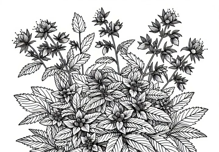 Ausmalbild von Borretsch mit Kräutern kostenlos herunterladen