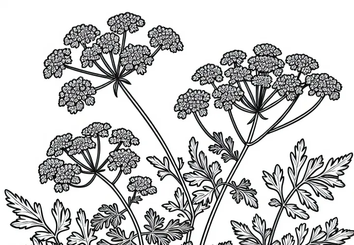 Kerbel Ausmalbild für Kräuter – Kostenlos herunterladen