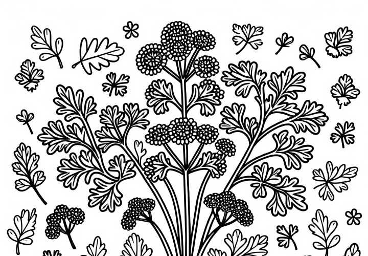 Ausmalbild von Petersilie – Kostenlose Kräuterillustration zum Ausmalen Ausmalbild von Petersilie – Kostenlose Kräuterillustration zum Ausmalen