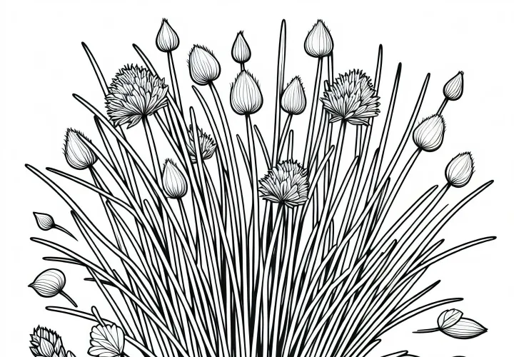 Schnittlauch Ausmalbild für Kräuter – Kostenlos herunterladen