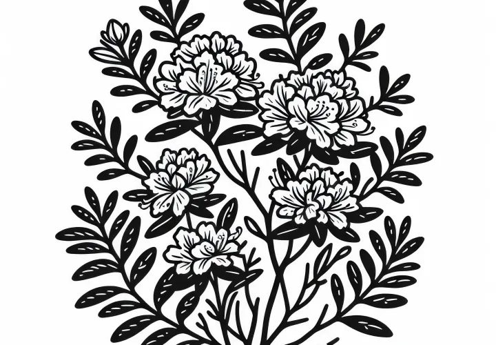 Azalee Malvorlage für Sträucher zum Ausmalen Kostenlos