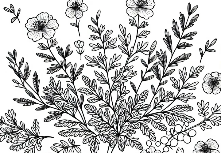 Fingerstrauch Ausmalbild für Sträucher – Kostenlos zum Download