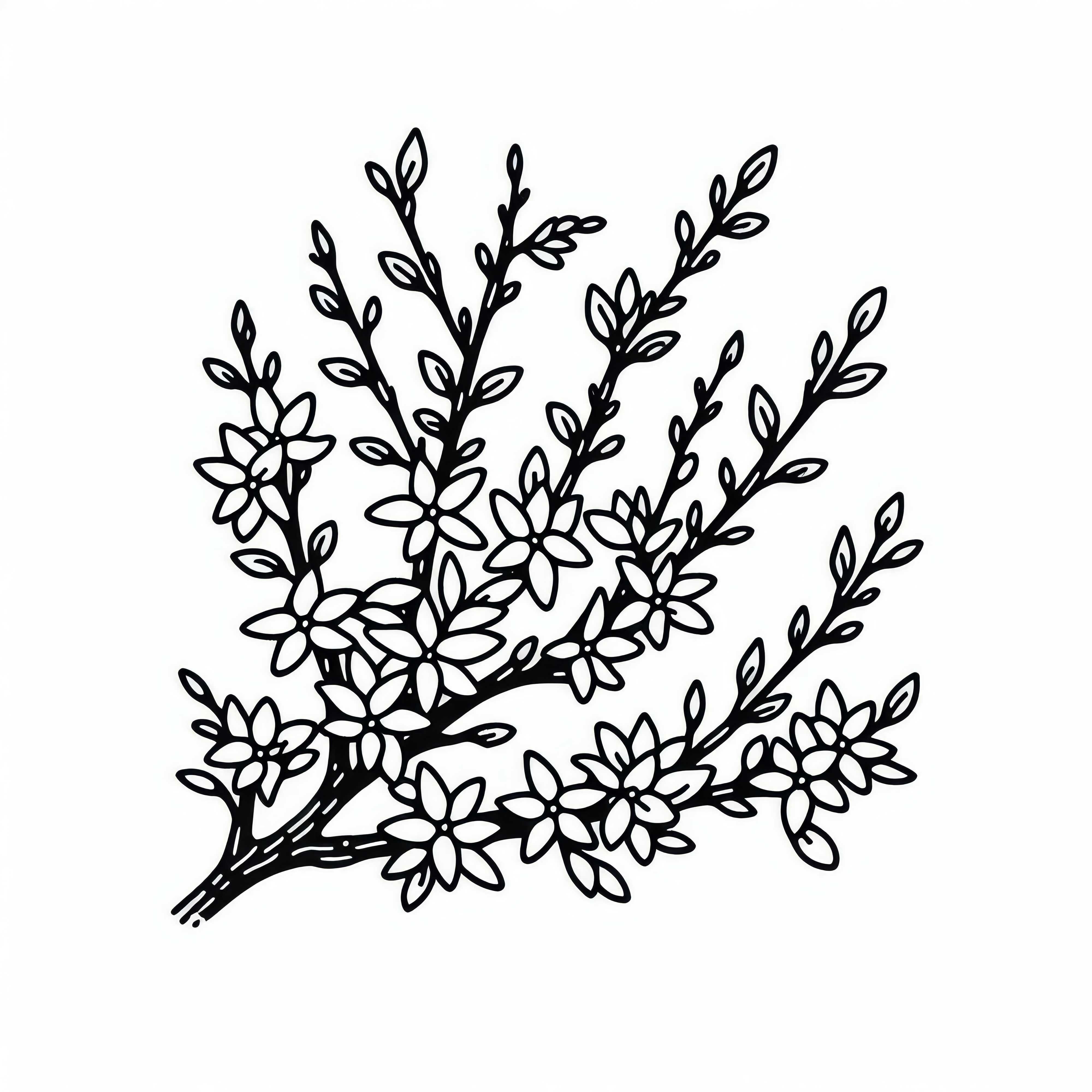 Coloring page of forsythias - Free coloring template for shrubs