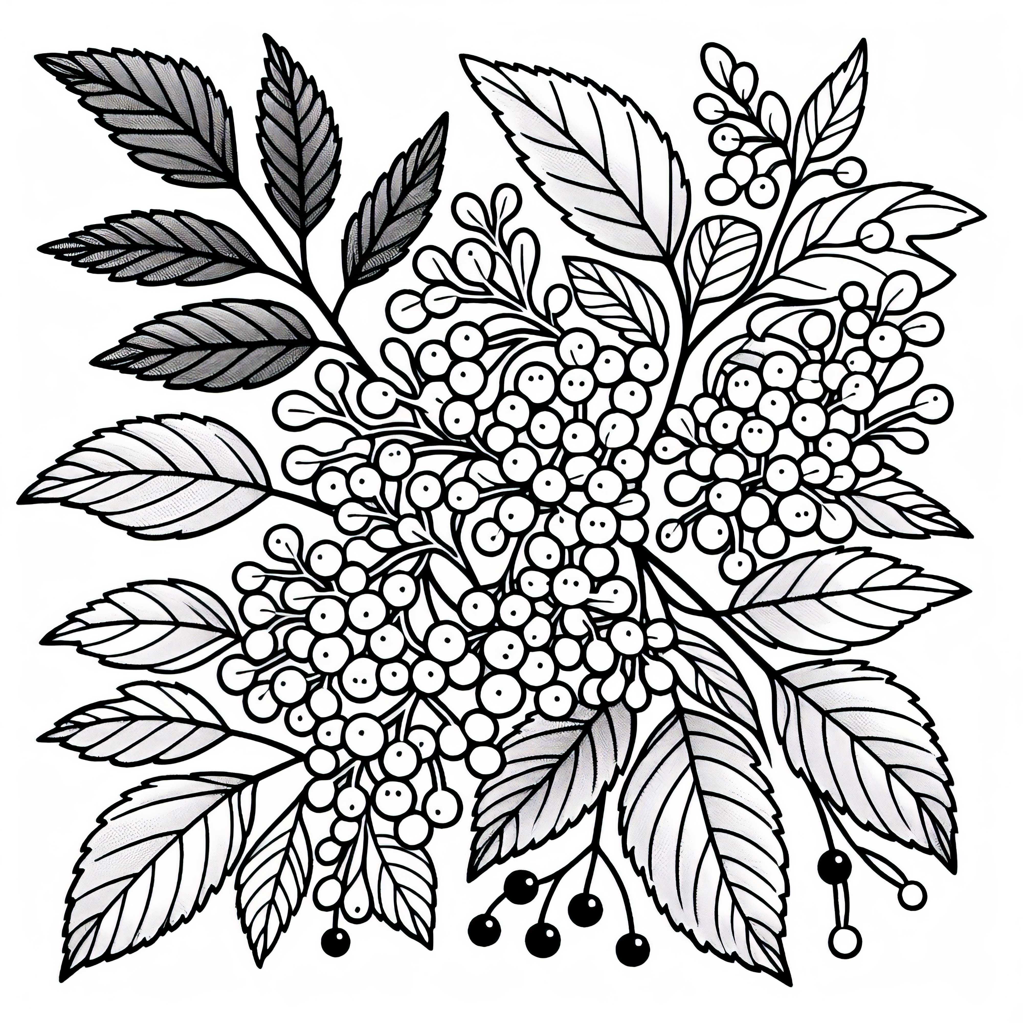 Elderberry bush coloring template for shrubs for free