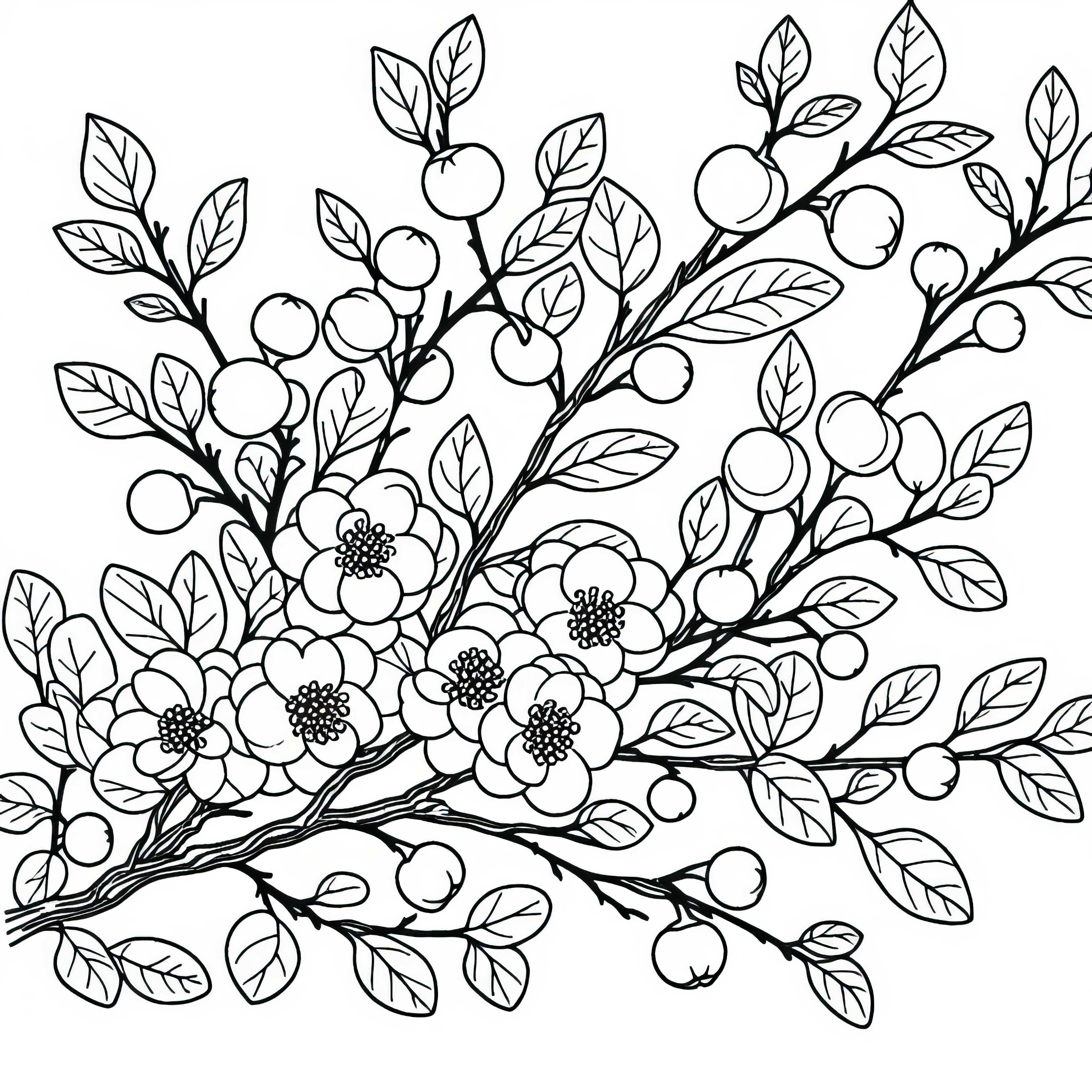 Japanese Quince Coloring Page with Shrubs - Free to Download