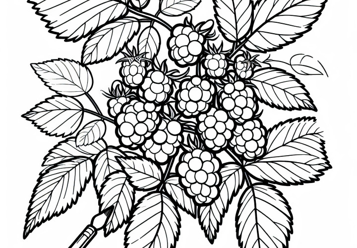 Raspberry bush coloring page for shrubs free Raspberry bush coloring page for bushes free