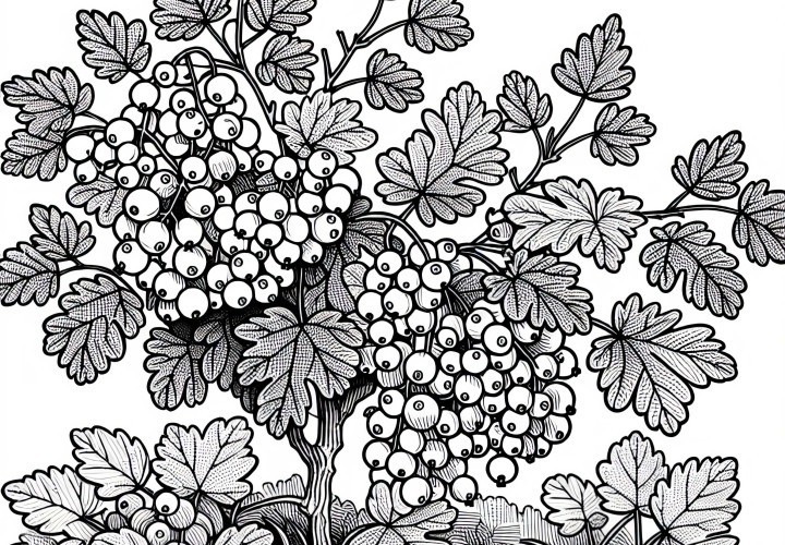 Currant bush coloring page for shrubs Free Blackcurrant bush coloring page for shrubs free