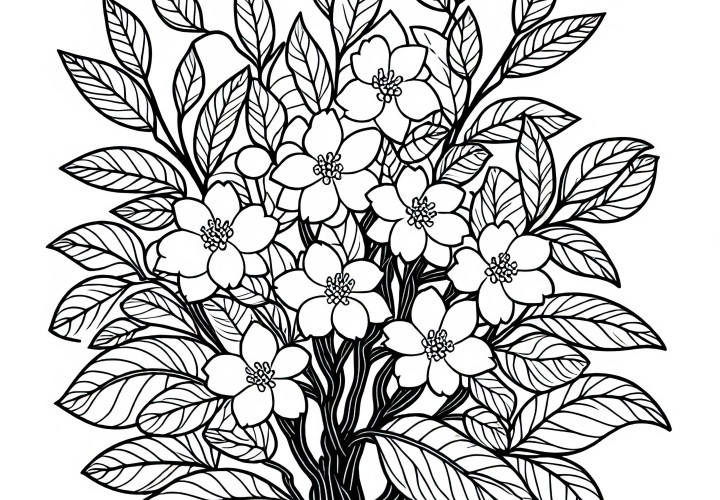 Jasmine bush coloring page for shrubs – Free Jasmine bush coloring page for shrubs - Free