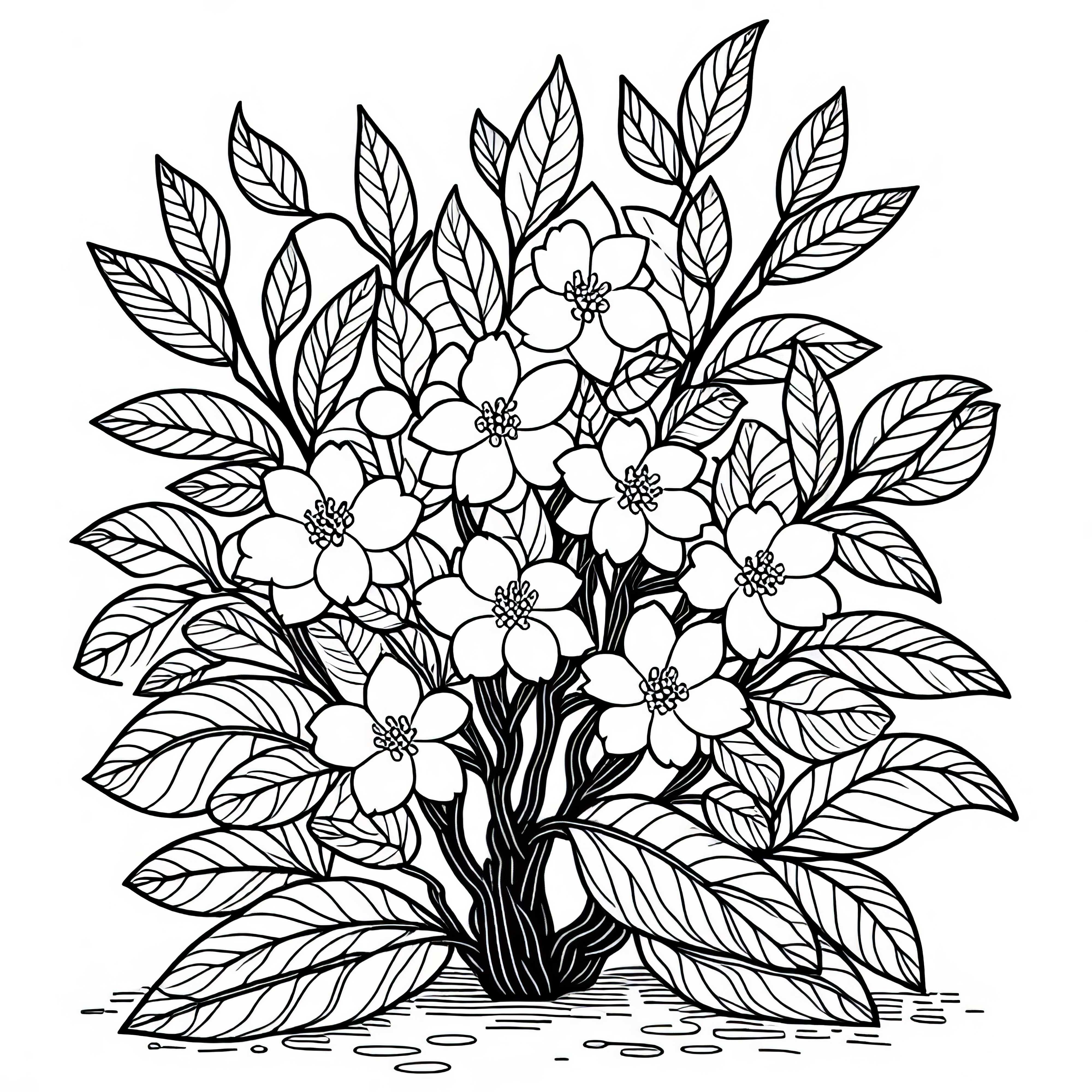 Jasmine bush coloring page for shrubs - Free