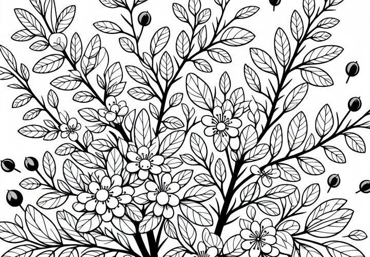 Cornelian cherry coloring page for shrubs – Free download