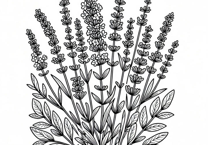 Lavender coloring template for bushes - Download for free Lavender coloring template for bushes - Download for free