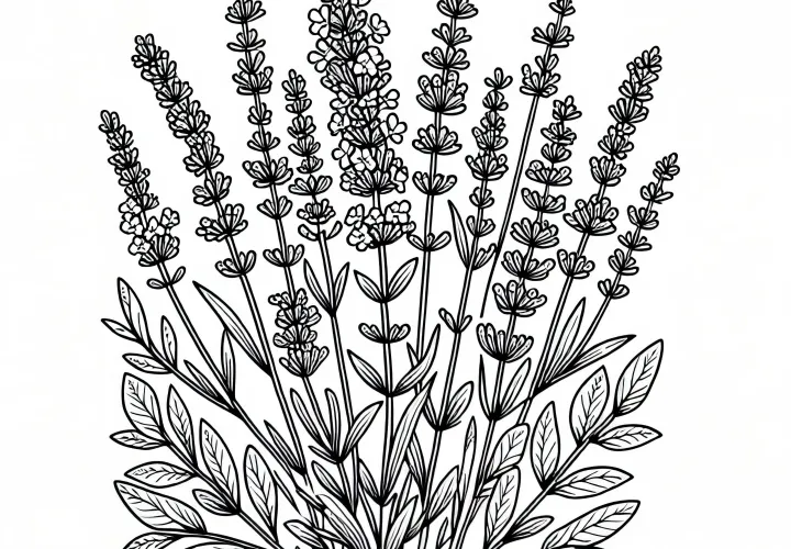 Lavendel Malvorlage für Sträucher - Kostenlos herunterladen