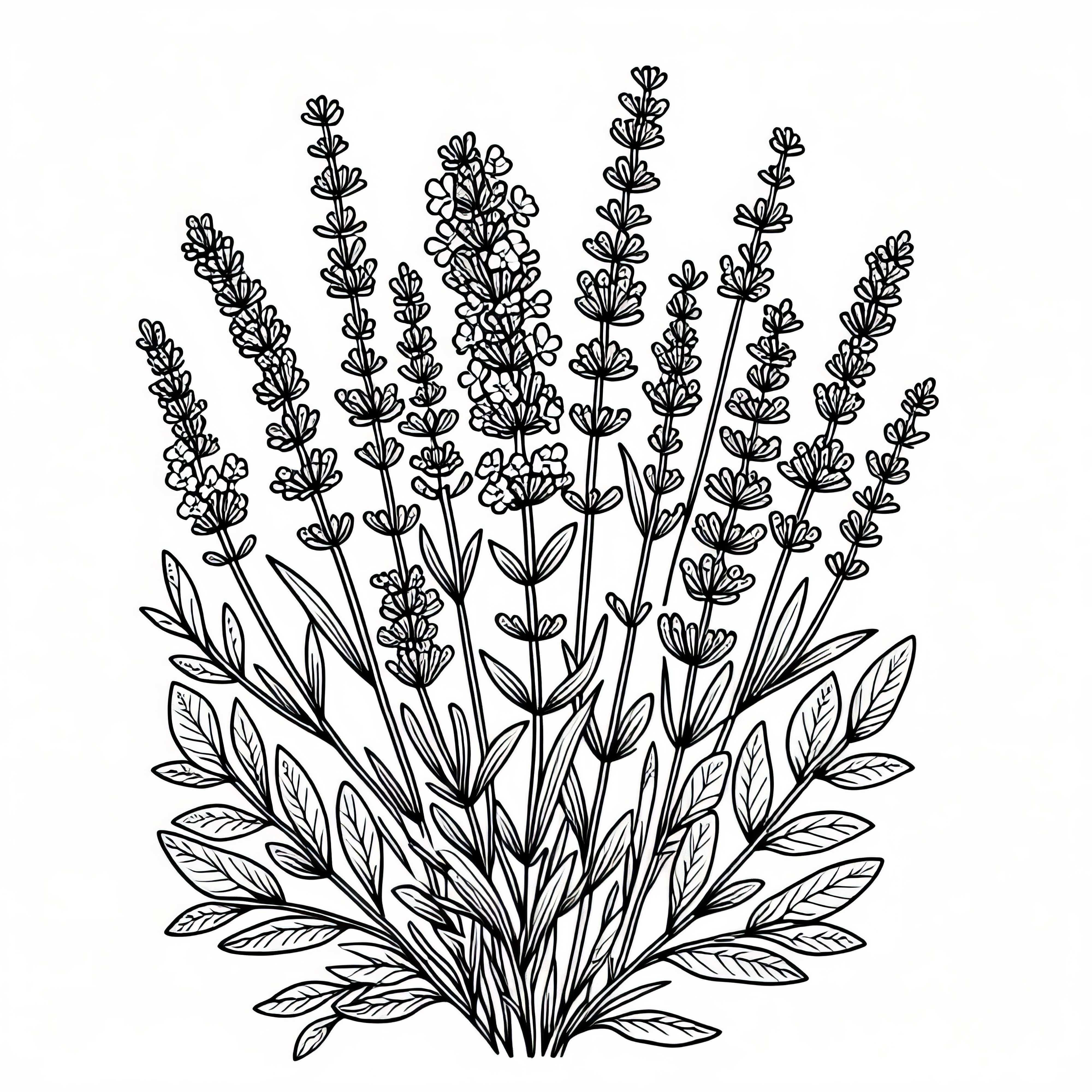 Lavender coloring template for shrubs - Download for free