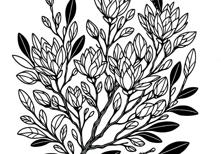 Coloring page of magnolia bushes - Free download offer