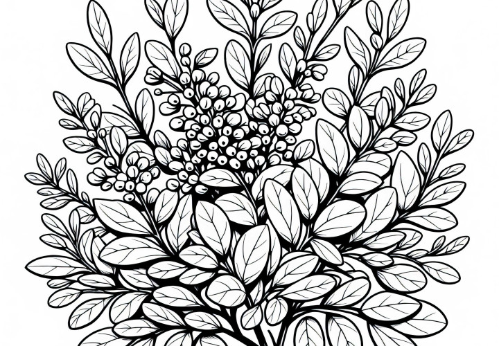 Privet Coloring Page: Free Coloring Picture with Bushes