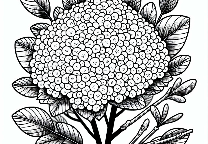 Plantilla para colorear de bola de nieve - Arbustos para descargar gratis