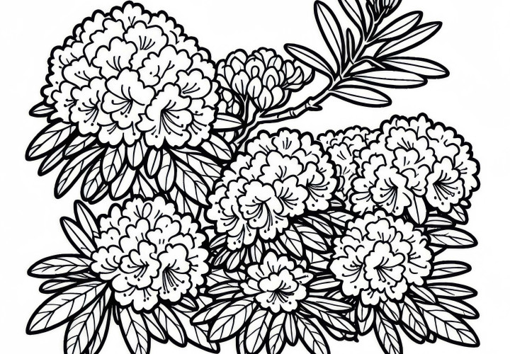Rhododendron coloring page for shrubs – Free Rhododendron coloring page for shrubs - Free