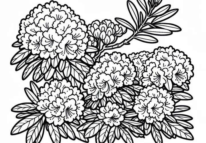Rhododendron Malvorlage für Sträucher – Kostenlos
