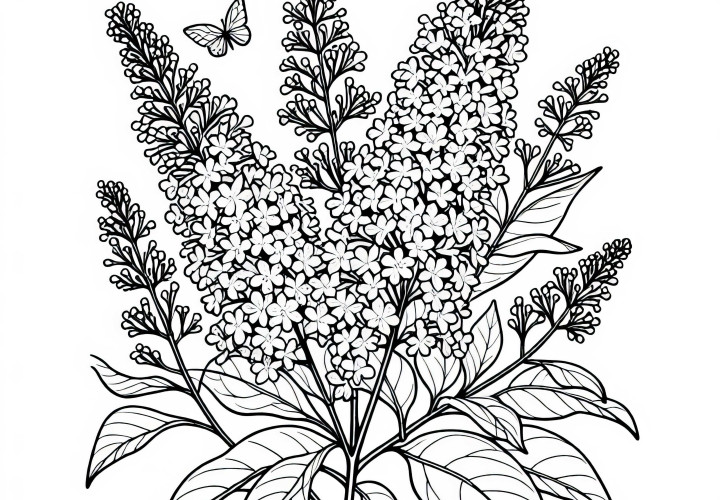 Free coloring template for summer lilac shrubs Summer lilac coloring template for shrubs free of charge