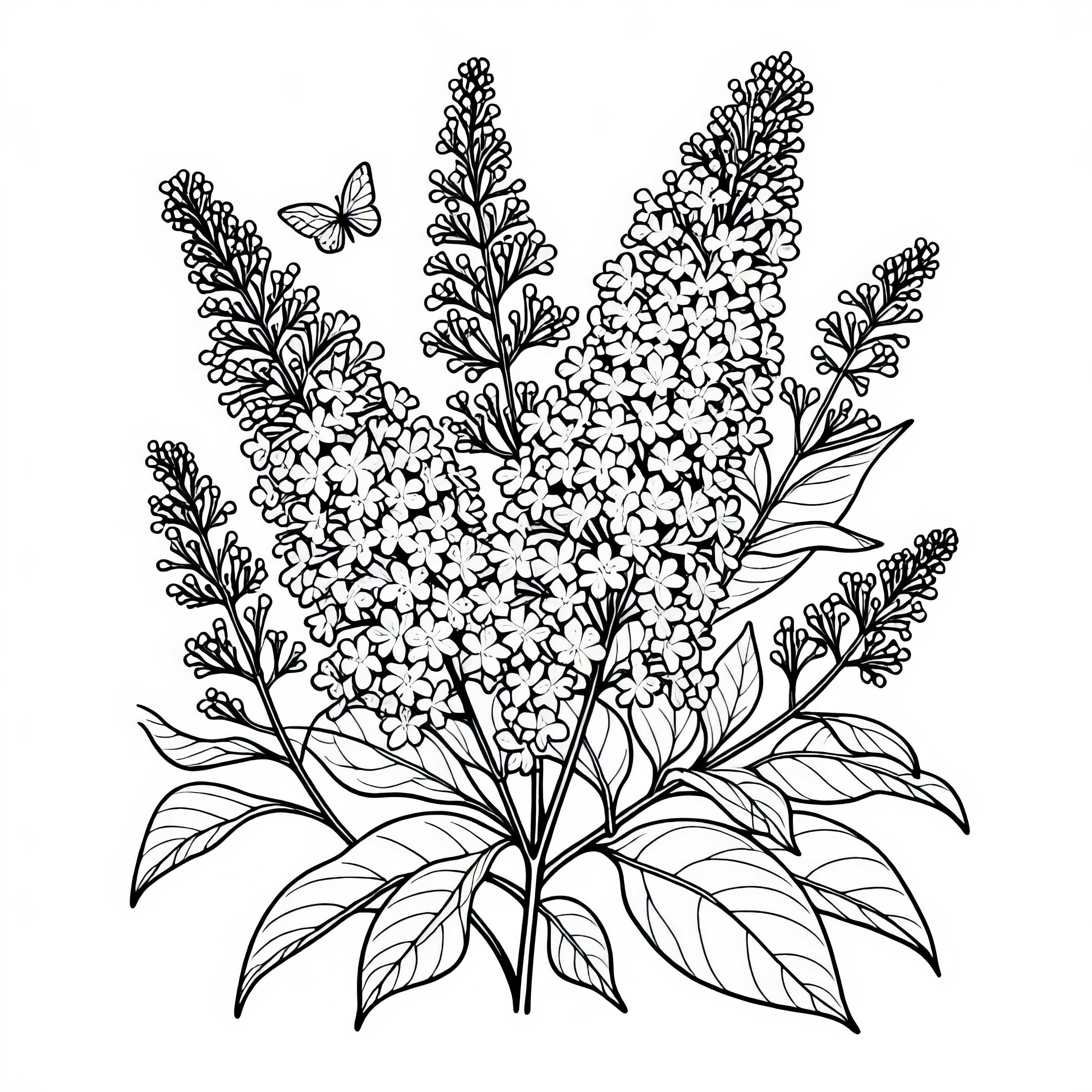 Free coloring template for summer lilac bushes