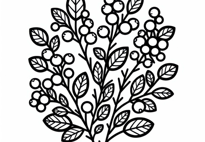 Dibujo para colorear de bayas de nieve arbustos gratis