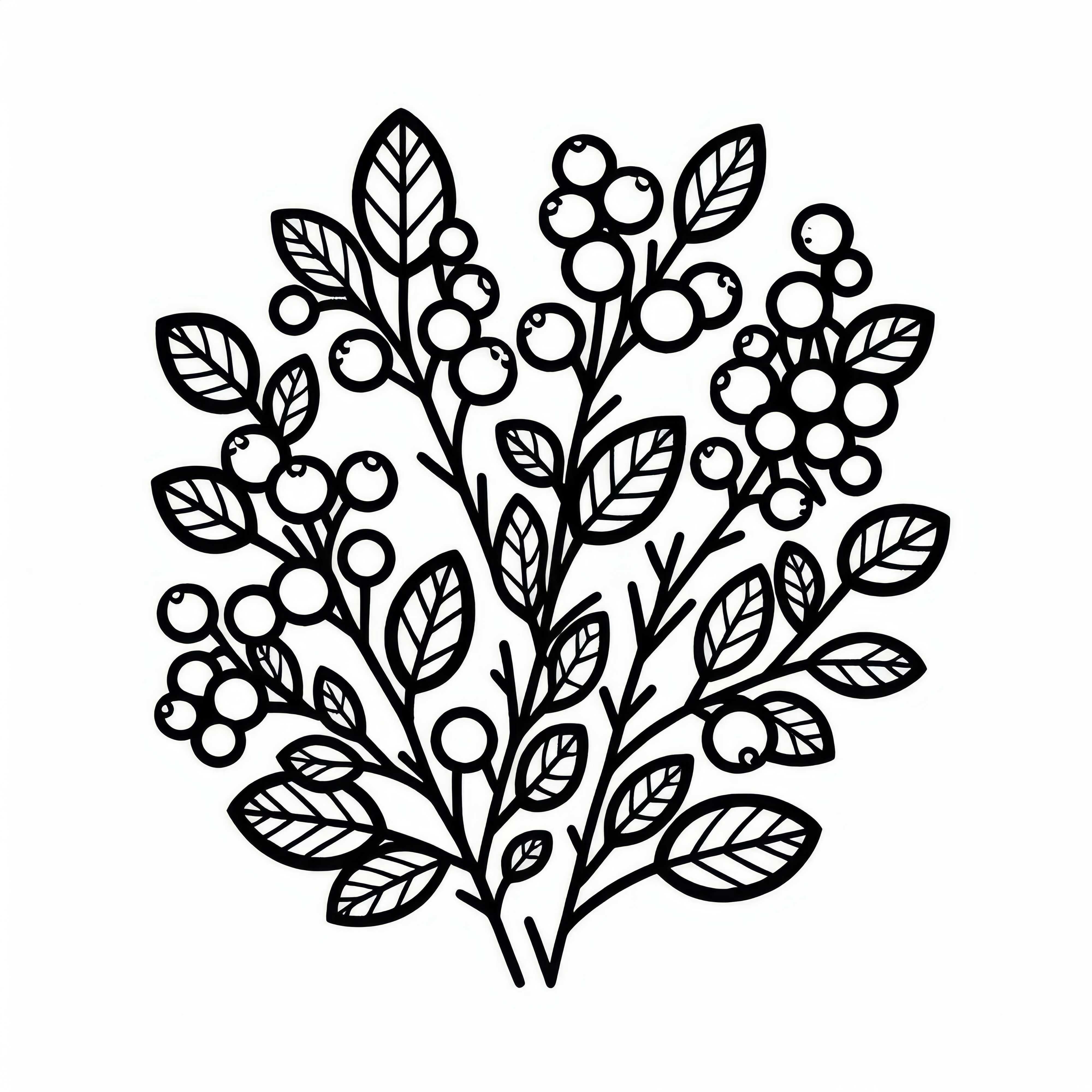 Dibujo para colorear de bayas de nieve arbustos gratis