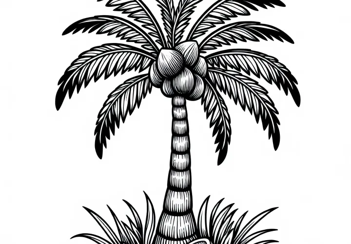 Kokospalme Cocos Nucifera Malvorlage Gratis