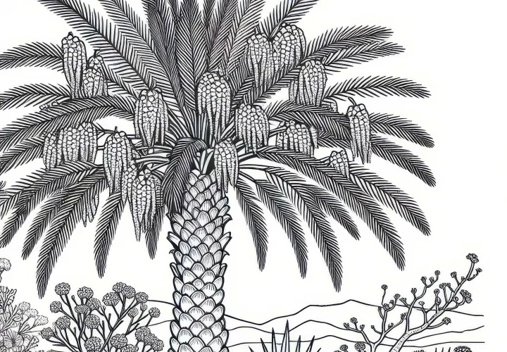 Kanarische Dattelpalme Phoenix Canariensis Ausmalbild Kostenlos