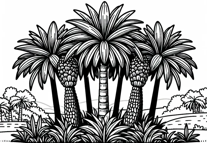 Kostenlose Malvorlage einer Zuckerpalme (Arenga pinnata)