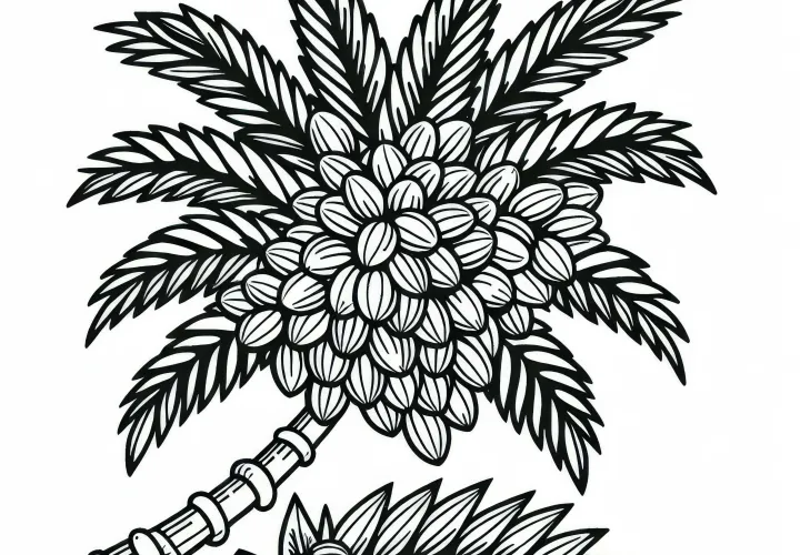 Ausmalbild der Betelpalme Areca Catechu Kostenlos