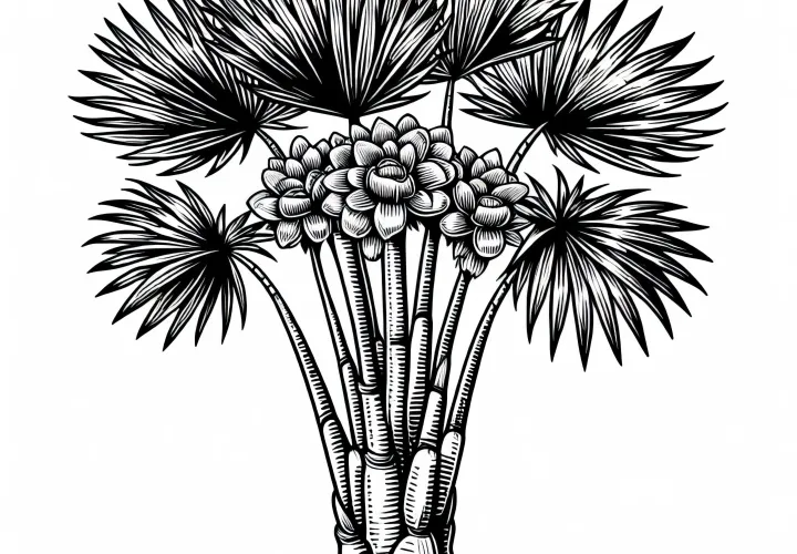 Lontarpalme Borassus Flabellifer Malvorlage Kostenlos