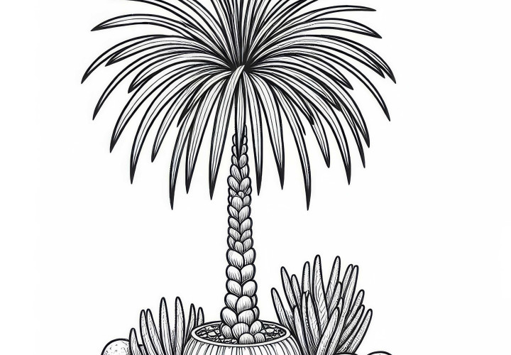Ausmalbild der Zwergpalme (Chamaerops humilis) – Kostenloses Motiv zum Ausmalen Ausmalbild der Zwergpalme (Chamaerops humilis) – Kostenloses Motiv zum Ausmalen